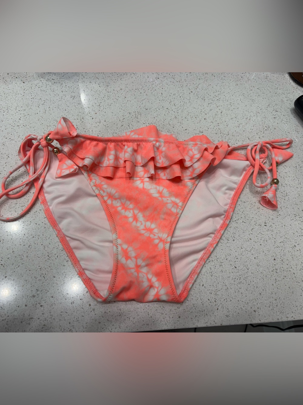 NWOT bright coral side tie bikini bottom